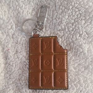Brown Embossed Chocolate Keychain with Silver Clasp